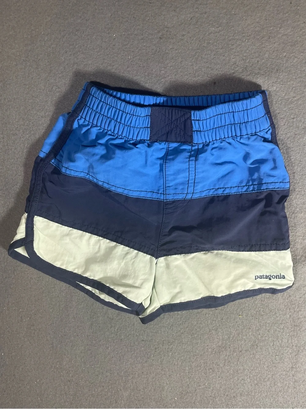 Patagonia Baby Baggies Colorblock Swim Shorts Blue Navy Mint